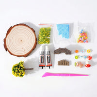 DIY Miniature Landscape Kit Tree Stump Cabin Ornament for Kids
