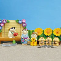 Zakka Japanese Style Summer Garden Cat Miniature Resin Figurines for Micro Photography Decor