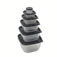 Food-Grade Stackable Plastic Food Storage Containers with Lids, 6-Piece Set for Refrigerator Organization