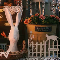 Decorative Iron Cat and Flower Fence Climber Garden Stake for Outdoor Yard Decor