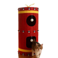 Felt Firecracker Cat Condo Multi-Layer Cat Tree with Hiding House for Multiple Cats