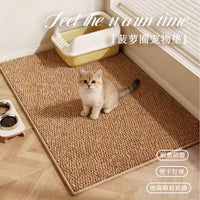 Sisal-Look Cat Litter Mat, Non-Slip & Wear-Resistant Pet Feeding Mat, Easy Clean Splash-Proof