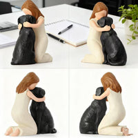 Resin Girl Hugging Dog Sculpture Series Home Desktop Crafts Kneeling Girl Ornament