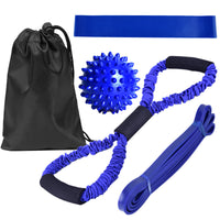 Resistance Band Set with Fabric Loop Bands, Figure-8 Exerciser, and Massage Ball for Yoga & Fitness