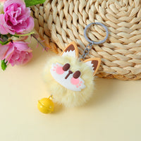 Plush Lucky Cat Charm with Bell for Bags and Accessories