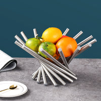 Rotating Stainless Steel Fruit Basket for Tabletop Display