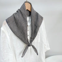 Japanese Retro Plaid Square Scarf for Women - Versatile Neck Accessory
