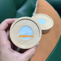 Wireless Base Round Battery Touch Control Night Light with Solid Wood Luminous Base and Soft Light Cover