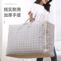 Cotton Linen Quilt Storage Bag with Handle, Foldable Clothes Organizer for Comforters and Down Jackets