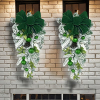 Christmas Flocked Door Hanging Wreath Decoration for Holiday Stair Wall Decor
