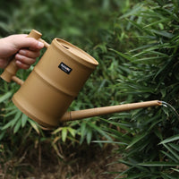 Long Spout Watering Can for Indoor Outdoor Plants, Bamboo Style Plastic Watering Pot for Garden Home Office
