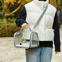 Portable Bird Carrier Cage for Parrots and Small Pets, Travel Backpack with Perch and Tray