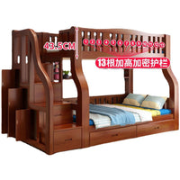 Solid Wood Bunk Bed with Ladder and Storage for Kids