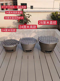 Large Cast Iron Charcoal Grill for Outdoor Patio, Home Barbecue, and Tea Ceremony