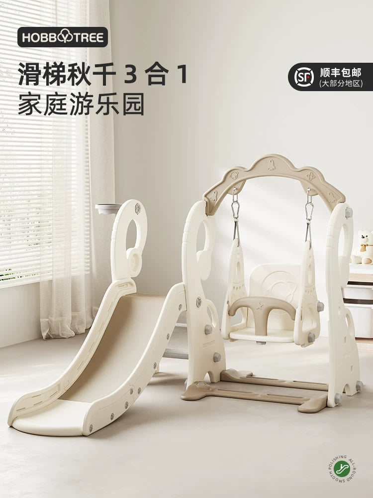 Habitree 3-in-1 Elephant Slide, Swing, and Basketball Hoop for Kids