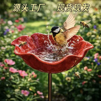 Handmade Metal Flower Garden Stake Bird Feeder
