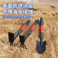 Kids' Beachcombing and Sand Digging Tool Set with Shovel, Rake, and Clamps