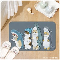 Cartoon Diatomaceous Earth Bath Mat, Super Absorbent Non-Slip Quick Dry Floor Mat for Bathroom Entrance