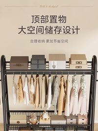 Mobile Garment Rack with Top Shelf & Shoe Rack, Heavy-Duty Clothes Drying Rack for Bedroom & Indoor Use