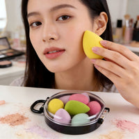 Makeup Sponge Set with Mini Suitcase, 9-Piece Waterdrop Puff Set