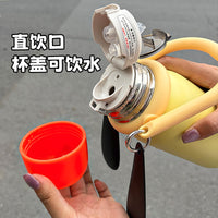 Cute Puppy 316 Stainless Steel Insulated Water Bottle with Handle and Dual-Drink Straw