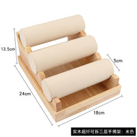 Solid Wood 3-Tier Bracelet Display Stand for Jewelry and Accessories