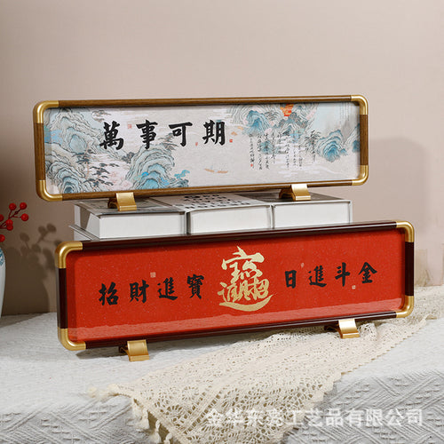 Vintage-Style Double-Sided Picture Frame with Faux Bronze Corners, Desktop Display for Photos and Art