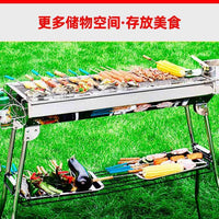 Portable Charcoal BBQ Grill for Home Outdoor Camping, Foldable Stainless Steel Barbecue Stove with Complete Tool Set