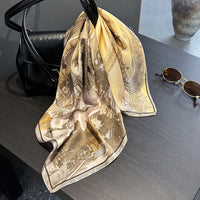 Vintage Landscape Print Mulberry Silk Scarf for Women, Fashion Travel Photography Accessory