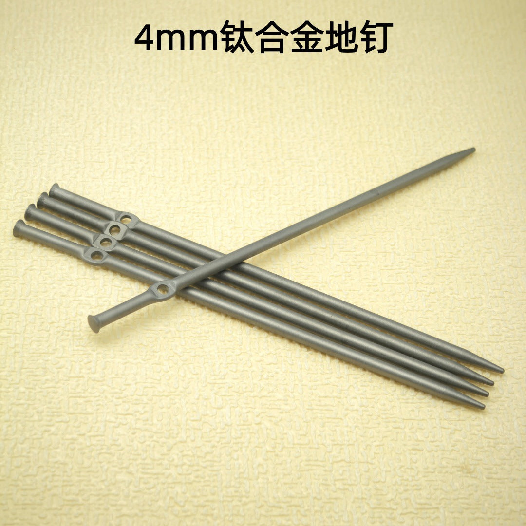 Titanium Alloy Tent Stakes 4mm Lightweight Outdoor Camping Pegs