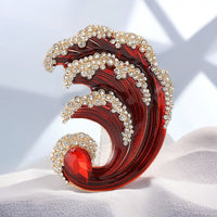 Luxury Wave Brooch Pin for Women, Vintage Style Suit Lapel Pin, Elegant Accessory