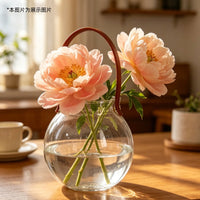 Leather Handle Glass Terrarium Vase for Hydroponics and Micro Landscape
