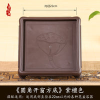 Square Plant Pot Saucer with Drainage, Thickened Resin Tray for Indoor Plants and Bonsai, Faux Wood Design
