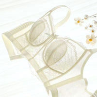 Women's Lace Wireless Bralette with Rabbit Ears, Thin Breathable Sleep Bra for Large Busts