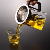 Mountain View High Borosilicate Glass Fairness Cup with Wooden Handle for Kung Fu Tea Ceremony