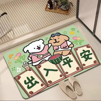 Cartoon Cute Line Dog Diatomaceous Earth Bath Mat Super Absorbent Quick Dry Non-Slip Floor Mat for Bathroom Shower Room