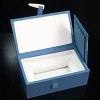 Vintage Gray Bone Buckle Brocade Jewelry Box for Stamps, Gifts, and Porcelain