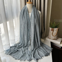 2025 New Japanese Style Waffle Knit Scarf for Women, Luxury Black and Gray Shawl