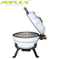 Portable 12-Inch Ceramic Charcoal BBQ Grill for Tabletop and Outdoor Use