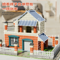 Kids DIY Masonry Building Kit Miniature House Construction Cement Brick Toy