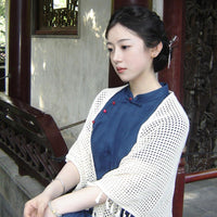 Women's New Chinese Style Qipao Shawl Thin Hollow Knit Cape for Spring/Autumn