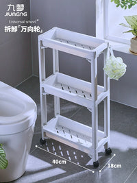 Slim Bathroom Storage Cart with Wheels, Multi-layer Gap Organizer for Toilet and Sink