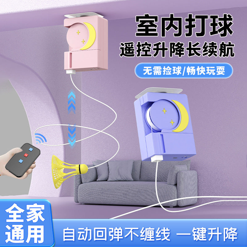 Automatic Rebound Badminton Trainer for Solo Practice, Indoor Use, Kids & Adults