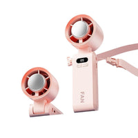 Portable Rechargeable Cooling Fan with Ice Compress Function, Foldable Mini Fan with Neck Strap, Large Capacity and Strong Airflow