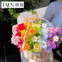 Hand-Woven Rattan-Style Flower Basket for Floral Arrangements and Gift Packaging