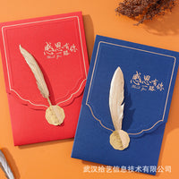 Employee Birthday Card Feather High-End Business Creative Thank You Letter Chinese Style Gratitude Personalized Gift Invitation Card