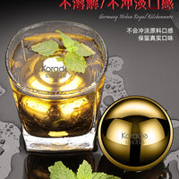 Gold 316 Stainless Steel Whiskey Ice Ball Mold with Tongs and Storage Box