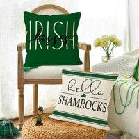 St. Patrick's Day Irish Print Linen Throw Pillow Cover for Sofa Decor