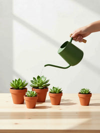 Nordic Style Stainless Steel Watering Can with Wooden Handle, Long Spout, 1000ml