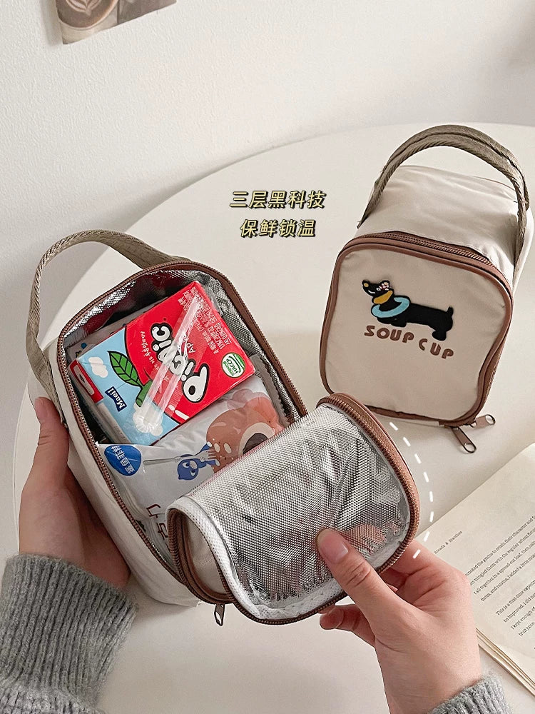 Mini Portable Insulated Lunch Bag for Kids and Adults - Thermal Bento Box Tote for Breakfast, Work, and Picnics